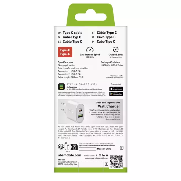 SBS TECABLETCC10W USB-C Cable - USB-C Power Delivery 25W 1 m - white 9