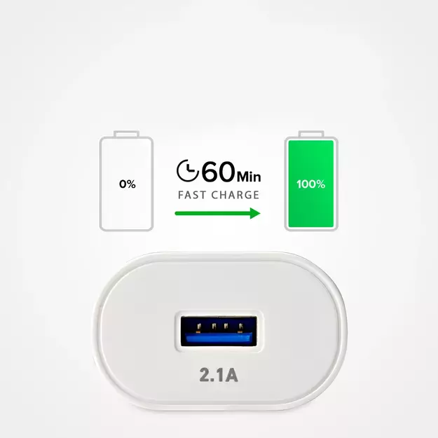 SBS TETR1USB2AWFAST 10W USB-A Wall Charger - White 9