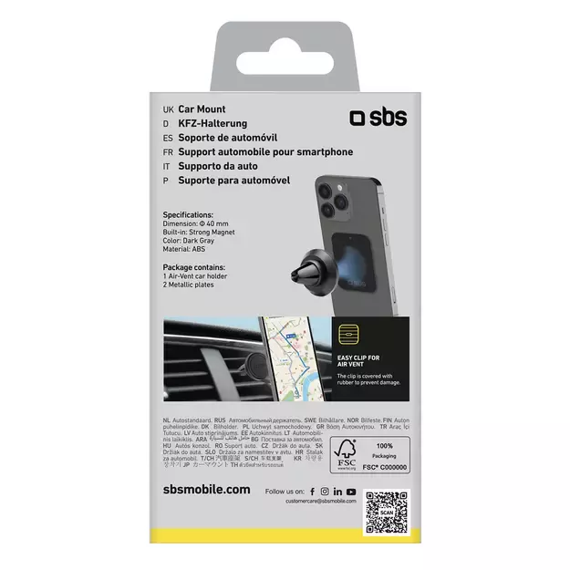 SBS TESUPMAGMCLIP smartphone holder magnetic, for air vent - black 6