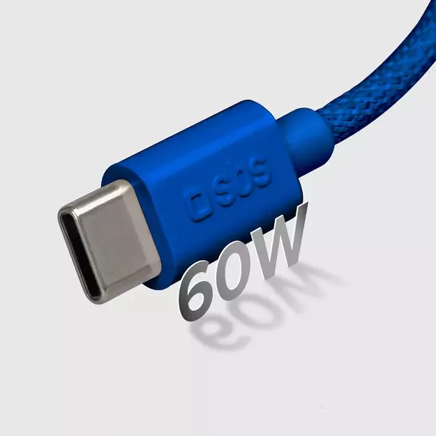 SBS TECABLETISSUETCCB USB-C - USB-C 1.5m 60W braided cable - blue 5