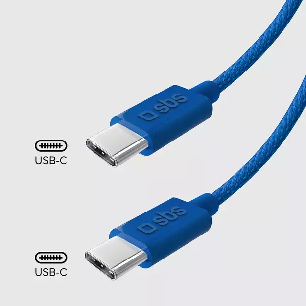 SBS TECABLETISSUETCCB USB-C - USB-C 1.5m 60W braided cable - blue 2
