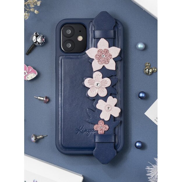 Kingxbar Sweet Series case decorated with original Swarovski crystals iPhone 12 mini blue 11