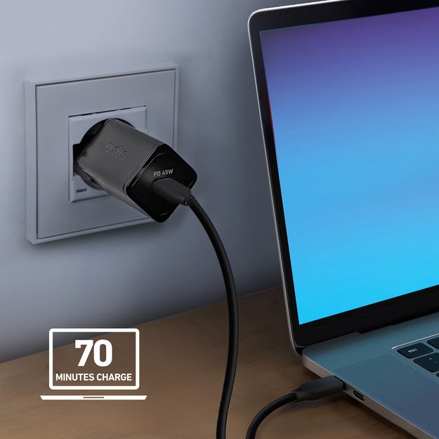 SBS TETRGAN1C45W 45W GaN USB-C Wall Charger with Power Delivery - Black 7
