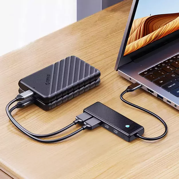 Hub USB-C Orico PAPW2AC-C3 docking station 2x USB-A 3.0 + 2x USB-C 3.0 - black 3