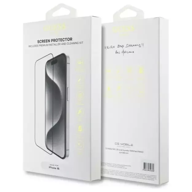 Guess Screen Protector 2.5D Outline Tempered Glass for iPhone 16 1