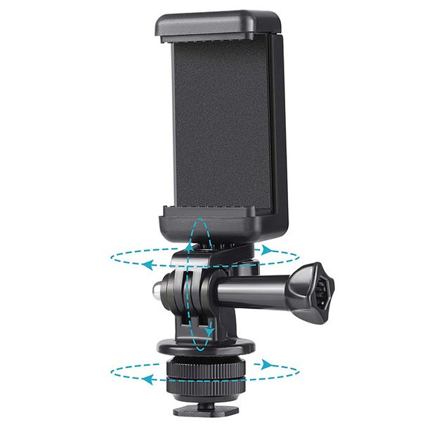 Phone/Sports Camera Holder with Adapter - Black 4