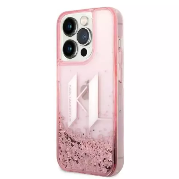 Karl Lagerfeld KLHCP14LLBKLCP iPhone 14 Pro 6.1 &quot pink / pink hardcase Liquid Glitter Big KL 8