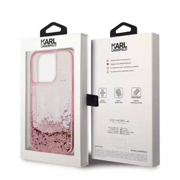 Karl Lagerfeld KLHCP14LLBKLCP iPhone 14 Pro 6.1 &quot pink / pink hardcase Liquid Glitter Big KL 14