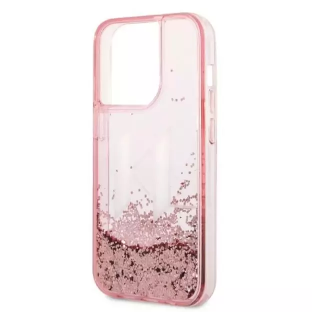 Karl Lagerfeld KLHCP14LLBKLCP iPhone 14 Pro 6.1 &quot pink / pink hardcase Liquid Glitter Big KL 12