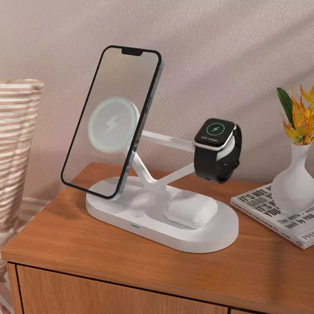 Tech-Protect QI15W-A41 3in1 Wireless Charger with MagSafe for Apple Devices - White 4