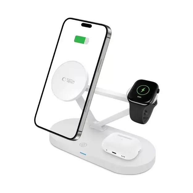 Tech-Protect QI15W-A41 3in1 Wireless Charger with MagSafe for Apple Devices - White 1
