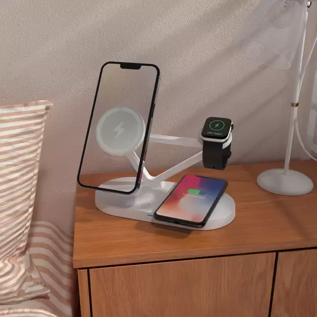 Tech-Protect QI15W-A41 3in1 Wireless Charger with MagSafe for Apple Devices - White 5