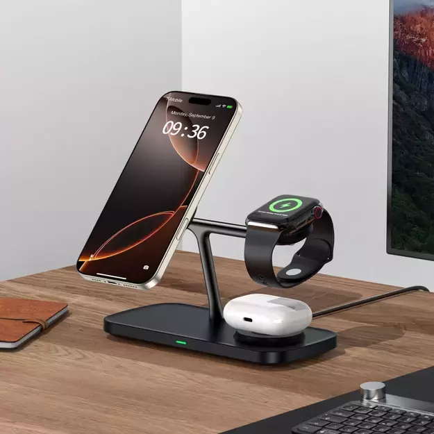 Tech-Protect QI15W-A45 3in1 Wireless Charger with MagSafe for Apple Devices - Black 13