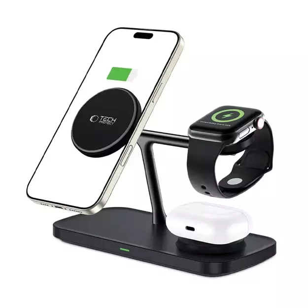 Tech-Protect QI15W-A45 3in1 Wireless Charger with MagSafe for Apple Devices - Black 8