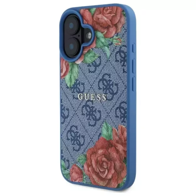 Guess GUHMP16SP4ROPEMCB iPhone 16 6.1&quot  blue/blue hardcase 4G Flowers Print MagSafe 1