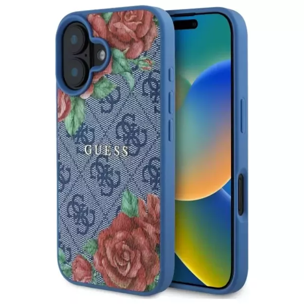 Guess GUHMP16SP4ROPEMCB iPhone 16 6.1&quot  blue/blue hardcase 4G Flowers Print MagSafe