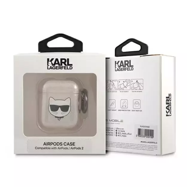 Karl Lagerfeld Glitter Choupette Case for AirPods 1 / 2 - Gold 6