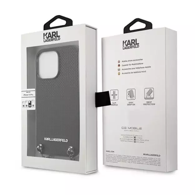 Karl Lagerfeld Monogram Plaque Case for iPhone 13 Pro / 13 6.1&quot  - Blackx 14