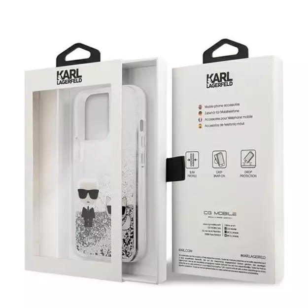 Karl Lagerfeld Liquid Glitter Karl&amp Choupette case for iPhone 13 Pro Max 6.7&quot  - silver 7