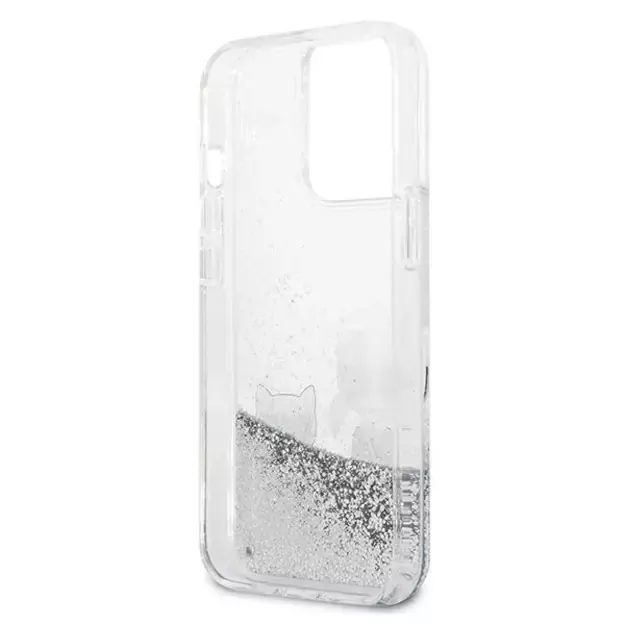 Karl Lagerfeld Liquid Glitter Karl&amp Choupette case for iPhone 13 Pro Max 6.7&quot  - silver 6