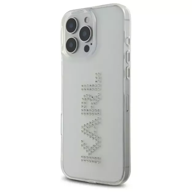 Karl Lagerfeld KLHCP16XHKLSTDCT iPhone 16 Pro Max 6.9&quot  Clear Hard Case IML Rhinestones Logo 1