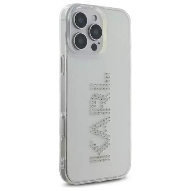 Karl Lagerfeld KLHCP16XHKLSTDCT iPhone 16 Pro Max 6.9&quot  Clear Hard Case IML Rhinestones Logo 3