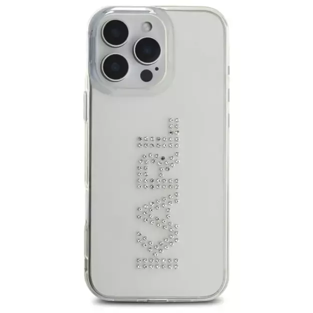 Karl Lagerfeld KLHCP16XHKLSTDCT iPhone 16 Pro Max 6.9&quot  Clear Hard Case IML Rhinestones Logo 2