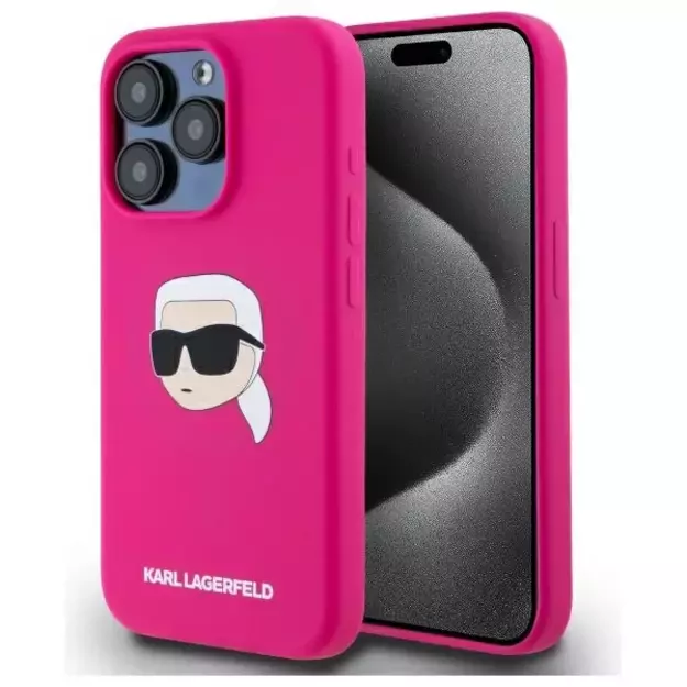 Karl Lagerfeld KLHMP15XSKHPPLF iPhone 15 Pro Max 6.7&quot  fuchsia/fuschia hardcase Silicone Karl Head Print MagSafe