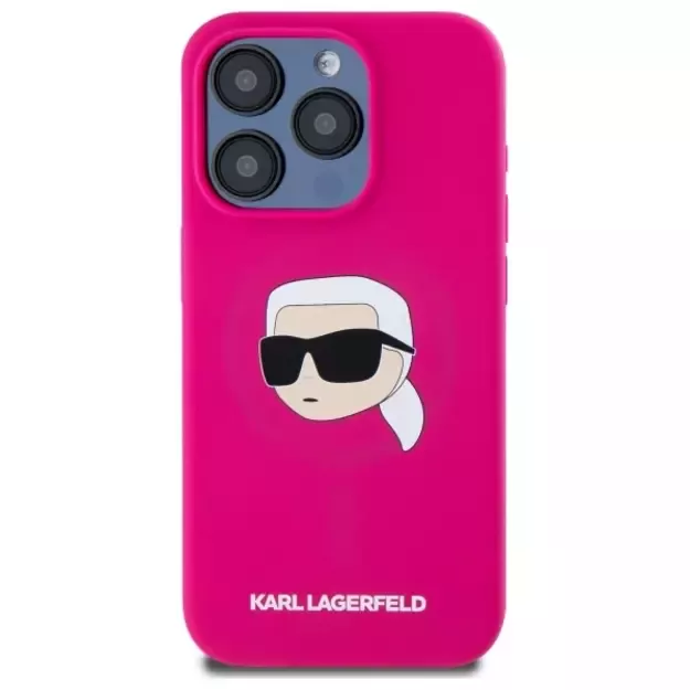 Karl Lagerfeld KLHMP15XSKHPPLF iPhone 15 Pro Max 6.7&quot  fuchsia/fuschia hardcase Silicone Karl Head Print MagSafe 9