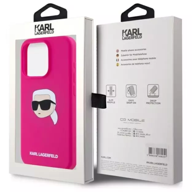 Karl Lagerfeld KLHMP15XSKHPPLF iPhone 15 Pro Max 6.7&quot  fuchsia/fuschia hardcase Silicone Karl Head Print MagSafe 14
