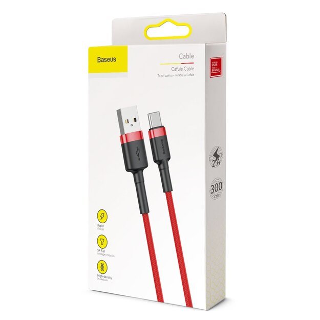 Baseus Cafule Cable durable nylon cable USB / USB-C QC3.0 2A 3M red (CATKLF-U09) 8