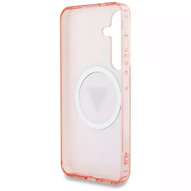 Guess 4G Glitter Triangle Buttons MagSafe Case for Samsung Galaxy S25 Pink 6