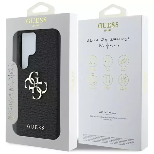Guess Grained Big 4G Logo Small Classic Logo case for Samsung Galaxy S25 Ultra black 14