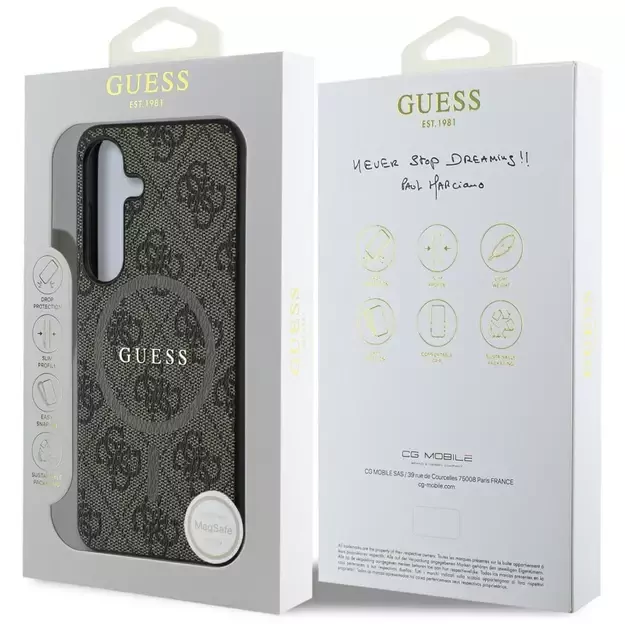Guess Leather 4G Colored Ring Classic Logo MagSafe Samsung Galaxy S25 Plus case brown 14