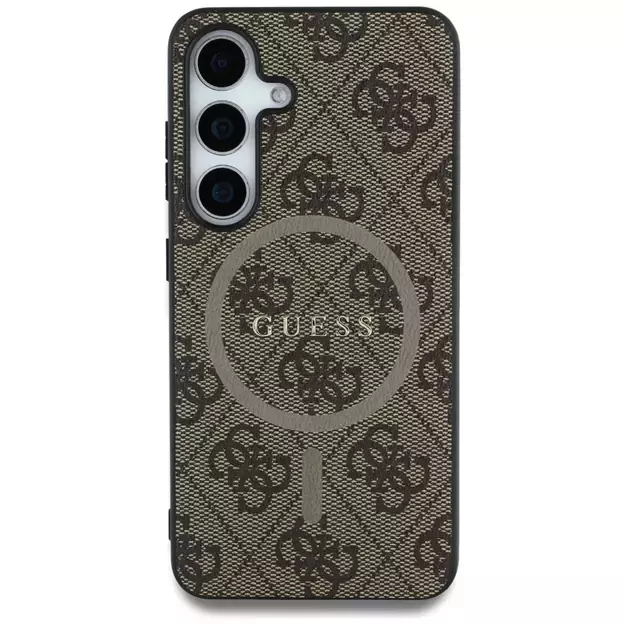 Guess Leather 4G Colored Ring Classic Logo MagSafe Samsung Galaxy S25 Plus case brown 9