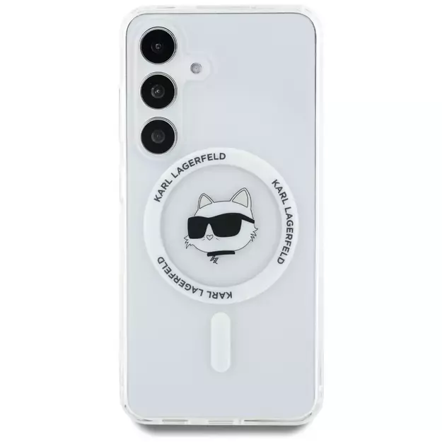 Case Karl Lagerfeld Button Choupette Head Printed Logo MagSafe Samsung Galaxy S25 white 2
