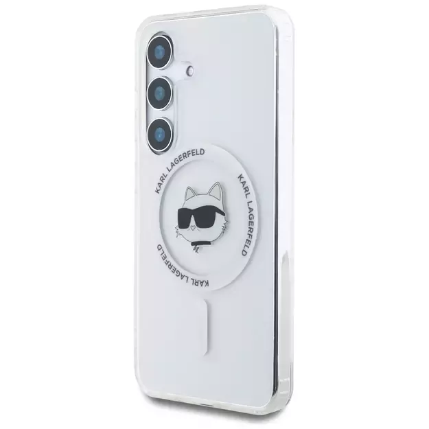 Case Karl Lagerfeld Button Choupette Head Printed Logo MagSafe Samsung Galaxy S25 white 1