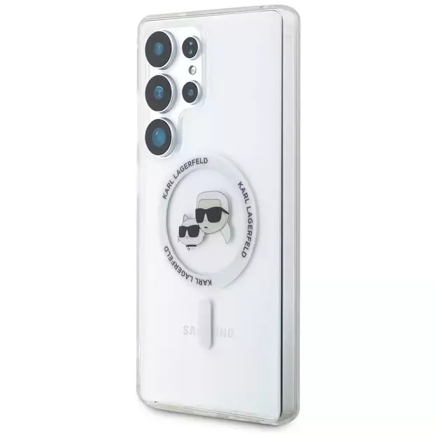 Case Karl Lagerfeld Button Karl &amp  Choupette Heads Printed Logo MagSafe Samsung Galaxy S25 Ultra white 1