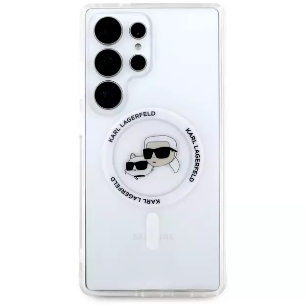 Case Karl Lagerfeld Button Karl &amp  Choupette Heads Printed Logo MagSafe Samsung Galaxy S25 Ultra white 2
