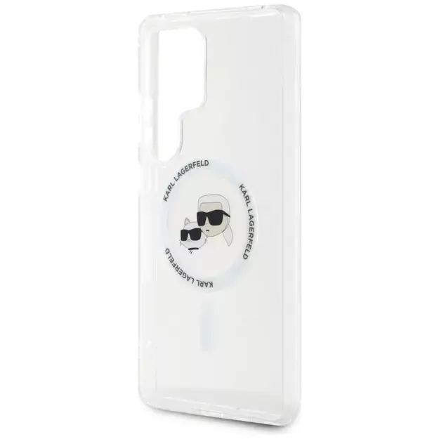 Case Karl Lagerfeld Button Karl &amp  Choupette Heads Printed Logo MagSafe Samsung Galaxy S25 Ultra white 5