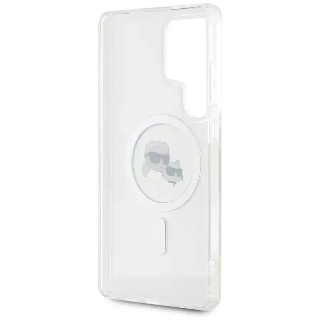 Case Karl Lagerfeld Button Karl &amp  Choupette Heads Printed Logo MagSafe Samsung Galaxy S25 Ultra white 6