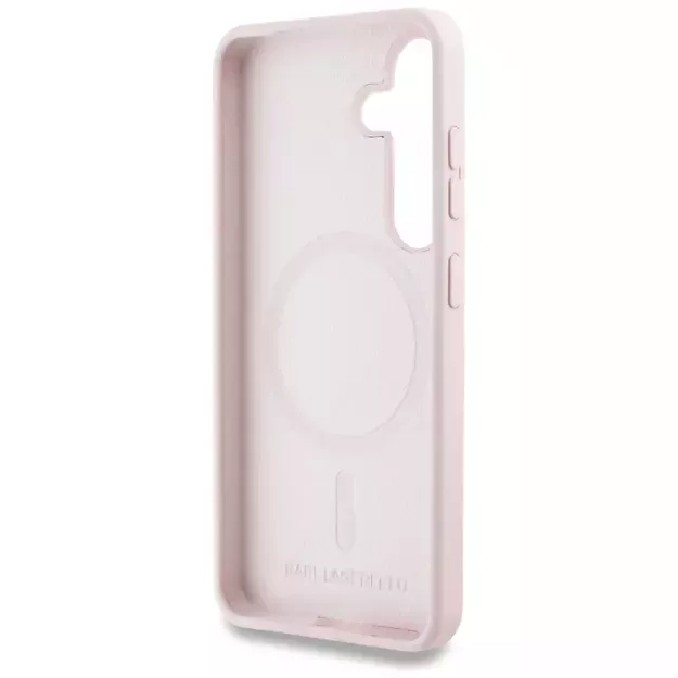 Karl Lagerfeld Silicone Double Heads And Circle MagSafe Samsung Galaxy S25 Plus Case Pink 13