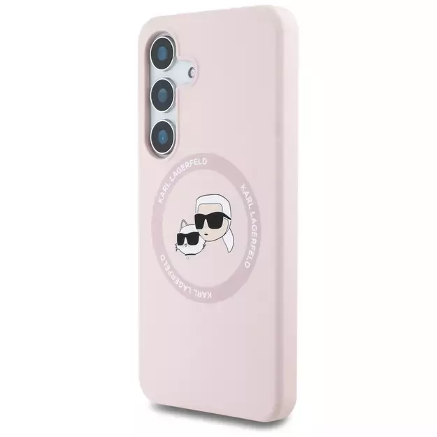 Karl Lagerfeld Silicone Double Heads And Circle MagSafe Samsung Galaxy S25 Plus Case Pink 8