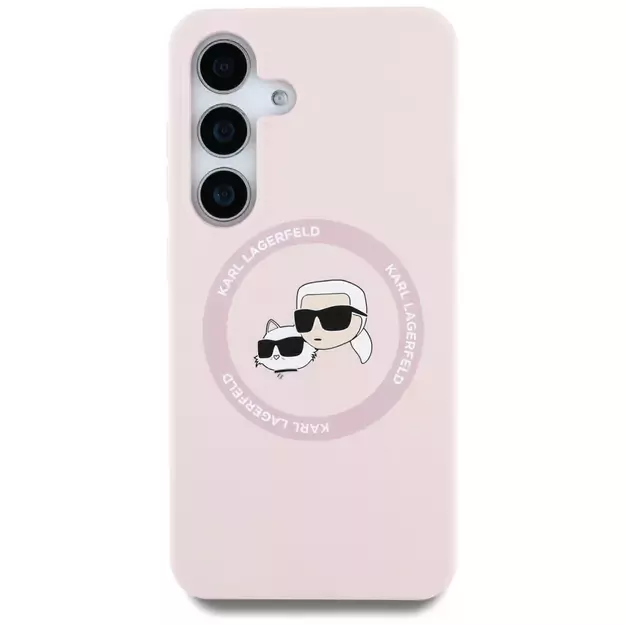 Karl Lagerfeld Silicone Double Heads And Circle MagSafe Samsung Galaxy S25 Plus Case Pink 9