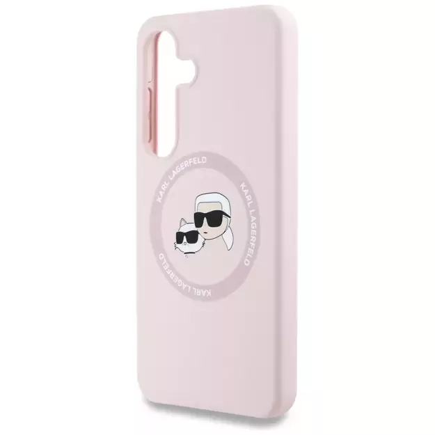Karl Lagerfeld Silicone Double Heads And Circle MagSafe Samsung Galaxy S25 Plus Case Pink 12
