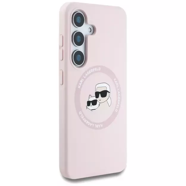 Karl Lagerfeld Silicone Double Heads And Circle MagSafe Samsung Galaxy S25 Plus Case Pink 10