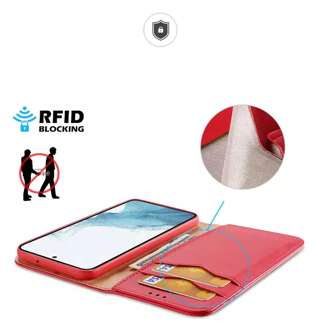 Dux Ducis Hivo case Samsung Galaxy S23+ flip cover wallet stand RFID blocking red 28