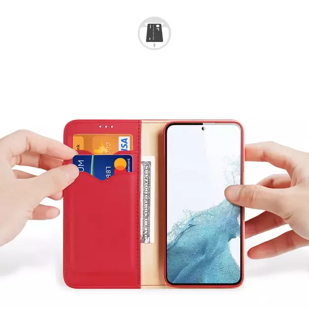 Dux Ducis Hivo case Samsung Galaxy S23+ flip cover wallet stand RFID blocking red 27