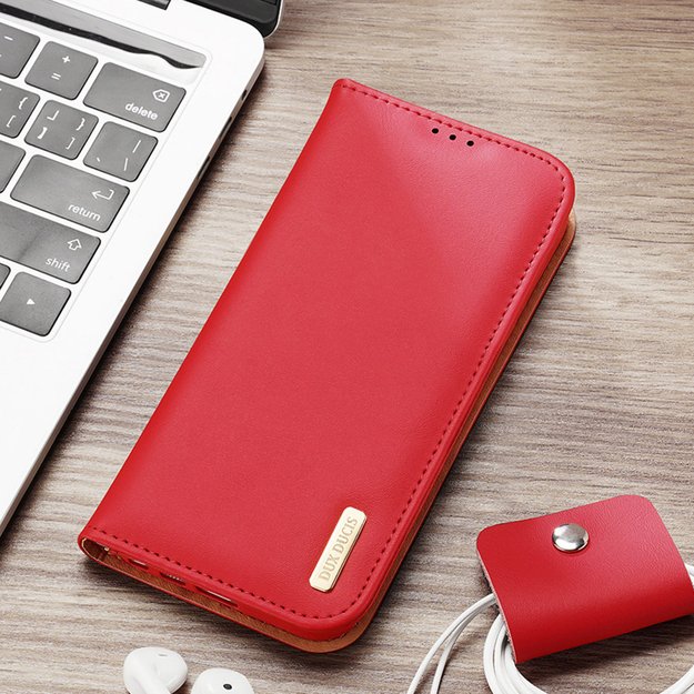 Dux Ducis Hivo case Samsung Galaxy S23+ flip cover wallet stand RFID blocking red 21