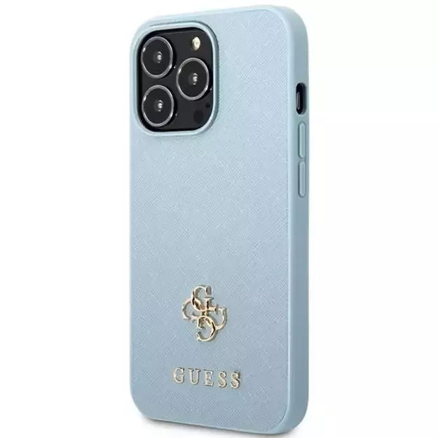 Guess Saffiano 4G Small Metal Logo case for iPhone 13 Pro Max - blue 1